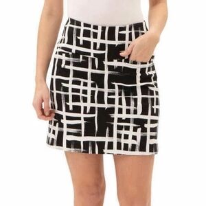 Black & White Abstract Grid Mini Skirt